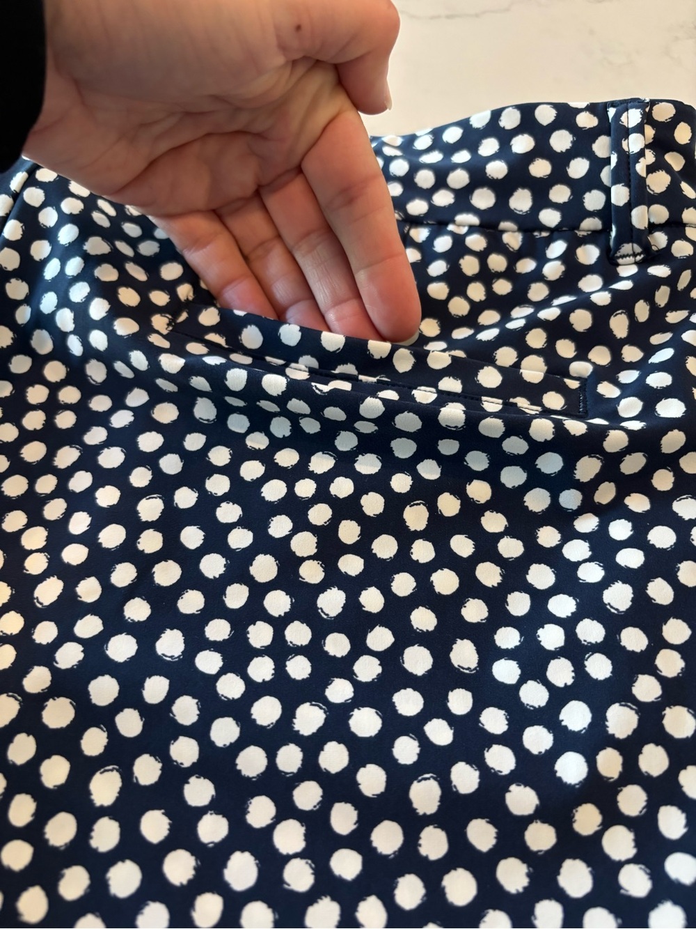 SPANX Navy and White Printed High-Rise Shorts - Picture 9 of 9